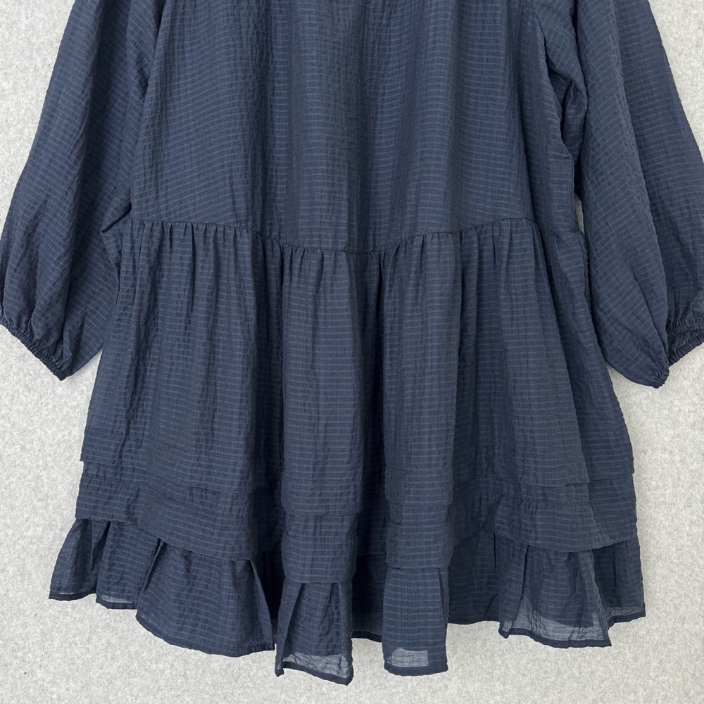 Old Navy Womens Dress Size 2X Blue Tiered Boho V Neck Long Sleeves Flowy NWT - Picture 4 of 15
